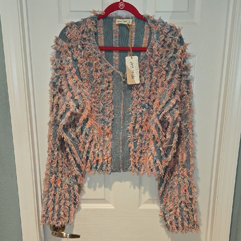 (New) New In Multicolor Full Zip Textured Sweater Womens Size M - Picture 3 of 13
